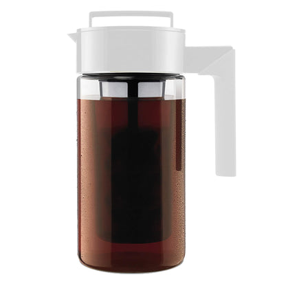 Takeya Deluxe Cold Brew Coffee Maker - BPA-Free Tritan Pitcher with Airtight Leakproof Lid, Silicone Grip Handle, Fine-Mesh Filter - Shatter-Proof, Dishwasher Safe, Made in USA - 2 Quart/Black