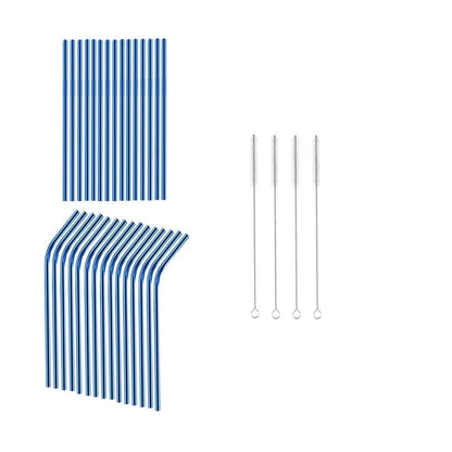 Reusable Metal Straws 304 Stainless Steel 30 Pack with Cleaning Brush(1Pcs Silver Bent)