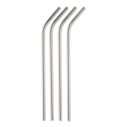RSVP International Reusable Straw Set Dishwasher Safe, 8.5 Inch, 4 Piece, Stainless Steel Straight