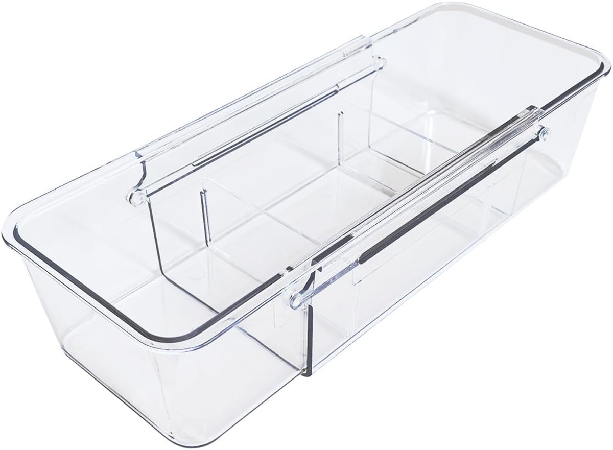 Expandable Straw Organizer Drawer Holder for Cabinet，Deep Drawer Organizer Kitchen Cabinet Organizer detachable compartments Fits for Stanley Long Straw(Transparent