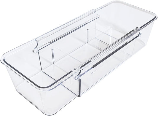 Expandable Straw Organizer Drawer Holder for Cabinet，Deep Drawer Organizer Kitchen Cabinet Organizer detachable compartments Fits for Stanley Long Straw(Transparent