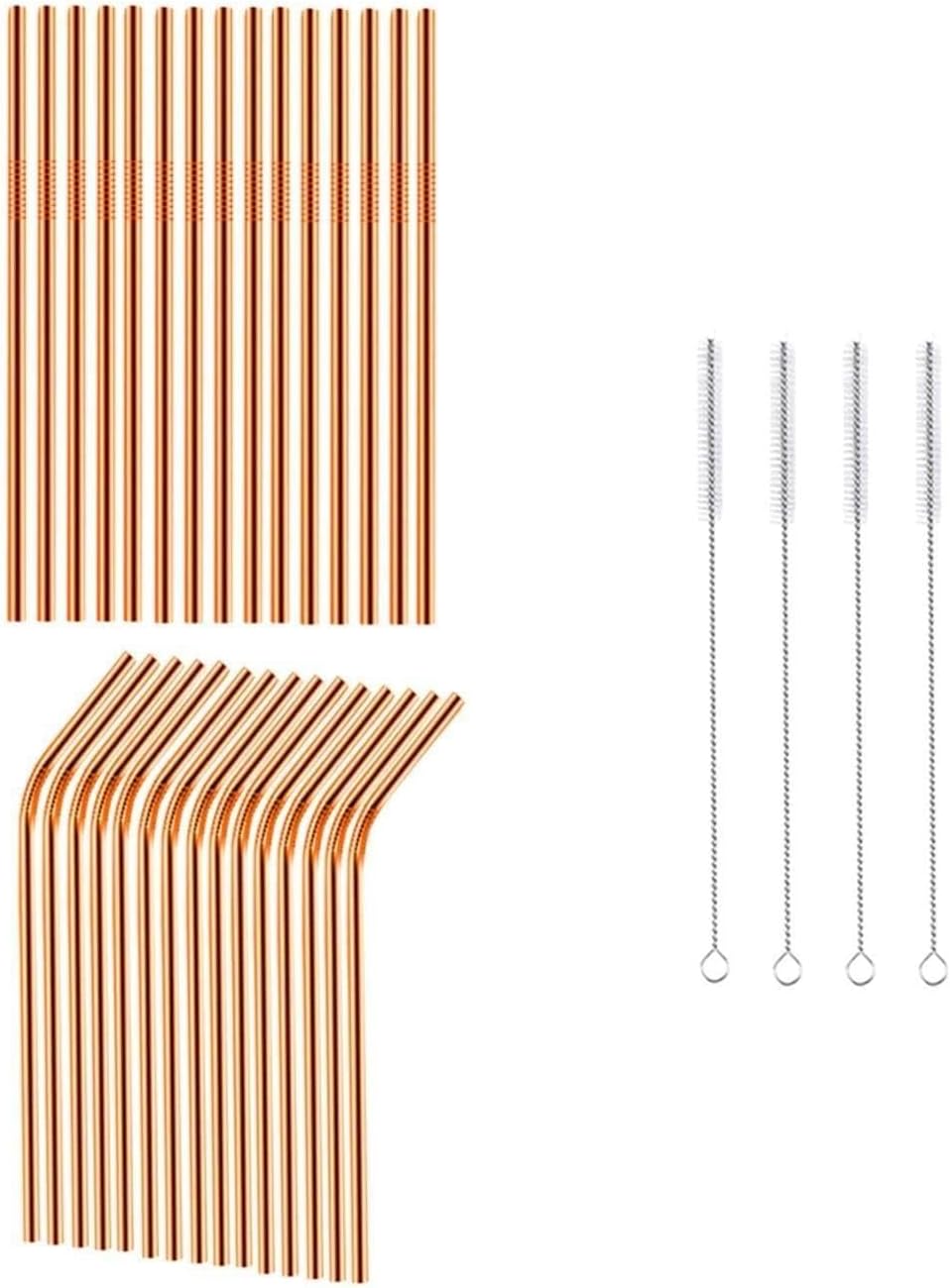 Reusable Metal Straws 304 Stainless Steel 30 Pack with Cleaning Brush(1Pcs Silver Bent)