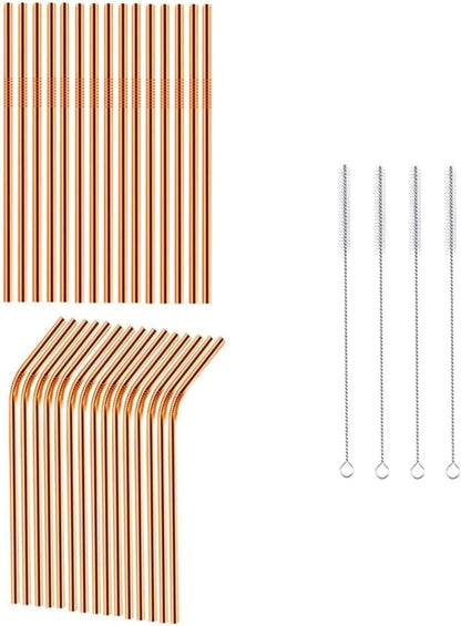 Reusable Metal Straws 304 Stainless Steel 30 Pack with Cleaning Brush(1Pcs Silver Bent)