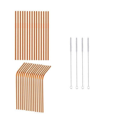 Reusable Metal Straws 304 Stainless Steel 30 Pack with Cleaning Brush(1Pcs Silver Bent)