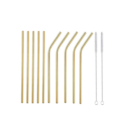 Reusable Metal Straws 304 Stainless Steel 30 Pack with Cleaning Brush(1Pcs Silver Bent)