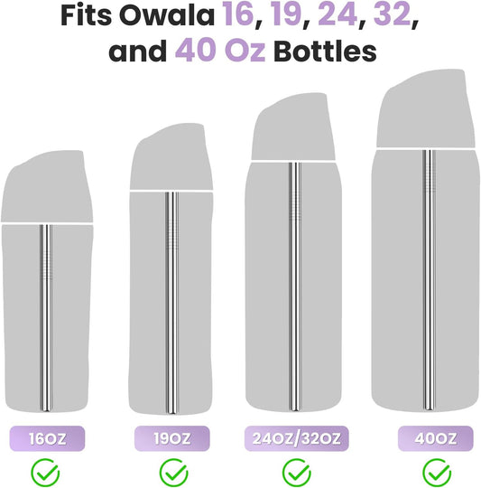 NiHome 8PCS Stainless Steel Straws Fit for Owala Bottle 16-40oz, 4 Lengths