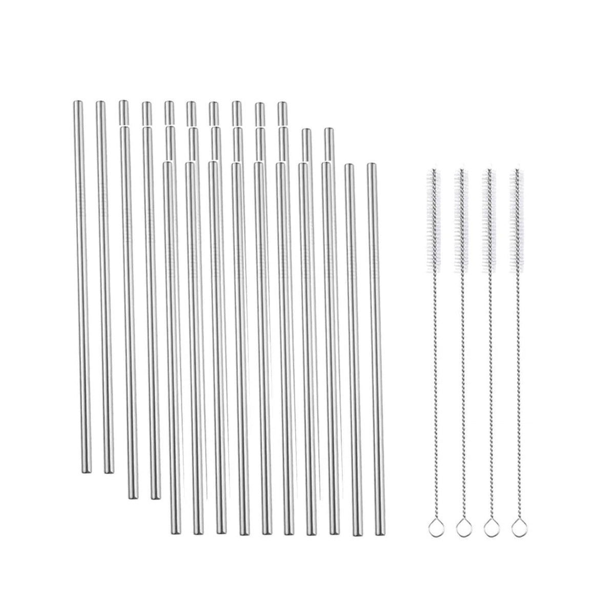 Reusable Metal Straws 304 Stainless Steel 30 Pack with Cleaning Brush(1Pcs Silver Bent)