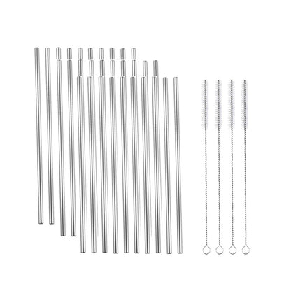 Reusable Metal Straws 304 Stainless Steel 30 Pack with Cleaning Brush(1Pcs Silver Bent)