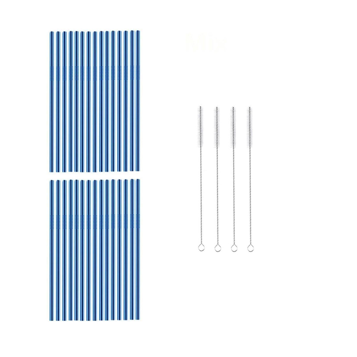 Reusable Metal Straws 304 Stainless Steel 30 Pack with Cleaning Brush(1Pcs Silver Bent)