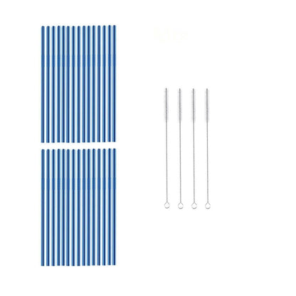 Reusable Metal Straws 304 Stainless Steel 30 Pack with Cleaning Brush(1Pcs Silver Bent)