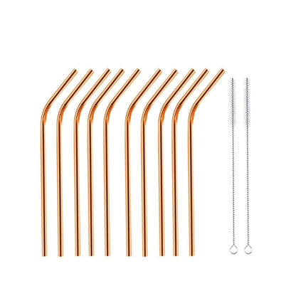 Reusable Metal Straws 304 Stainless Steel 30 Pack with Cleaning Brush(1Pcs Silver Bent)