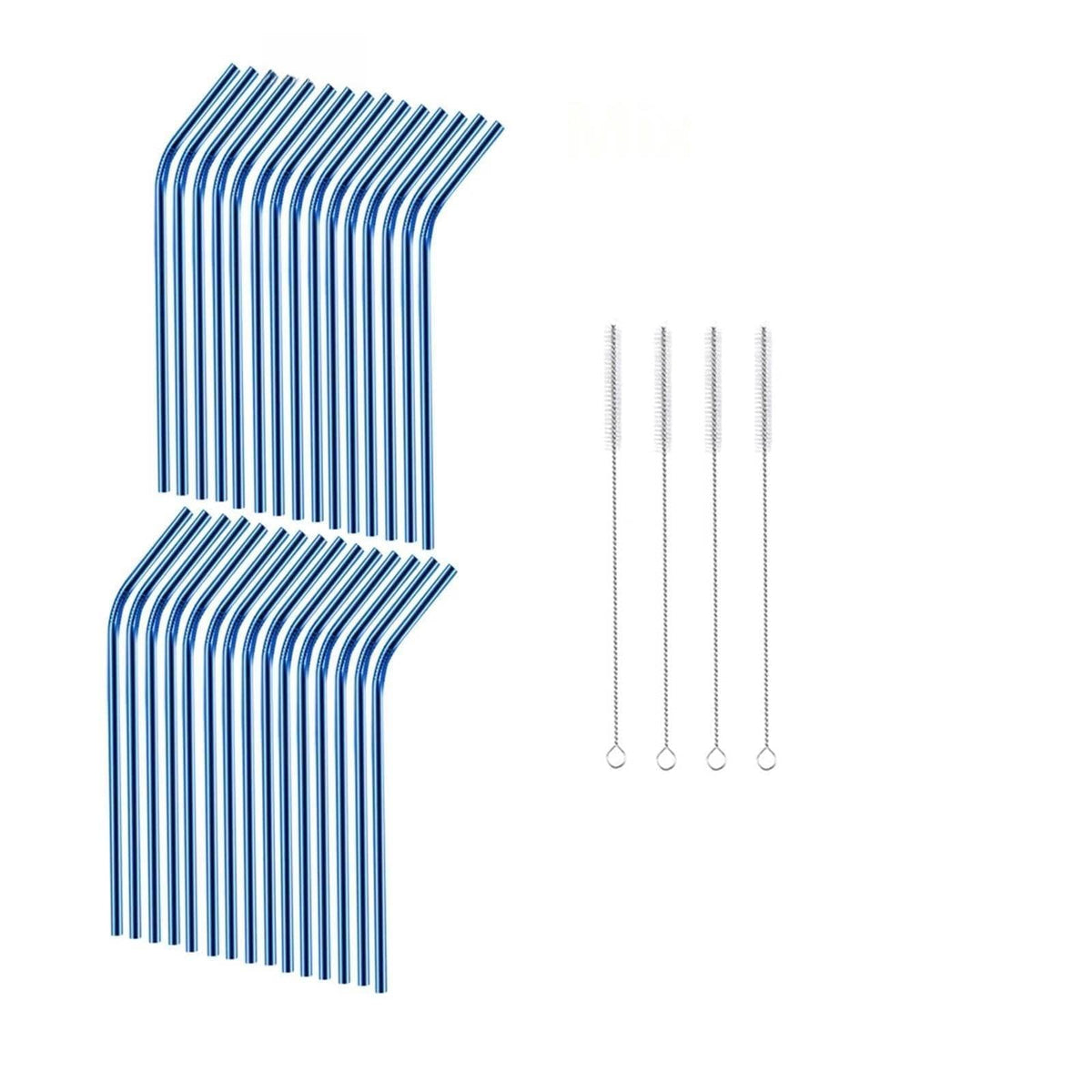 Reusable Metal Straws 304 Stainless Steel 30 Pack with Cleaning Brush(1Pcs Silver Bent)