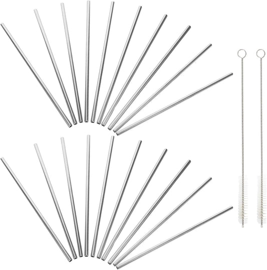 Stainless Steel Reusable Straight Drinking Straws with Cleaning Brushes