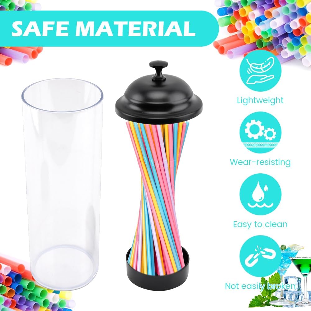 Straw Dispenser Holder for Standard Size Drinking Straws, Clear Plastic Drinking Straw Container with Lid for Kitchen Bar Party Counter, Holds Straws up to 8.5 Inches