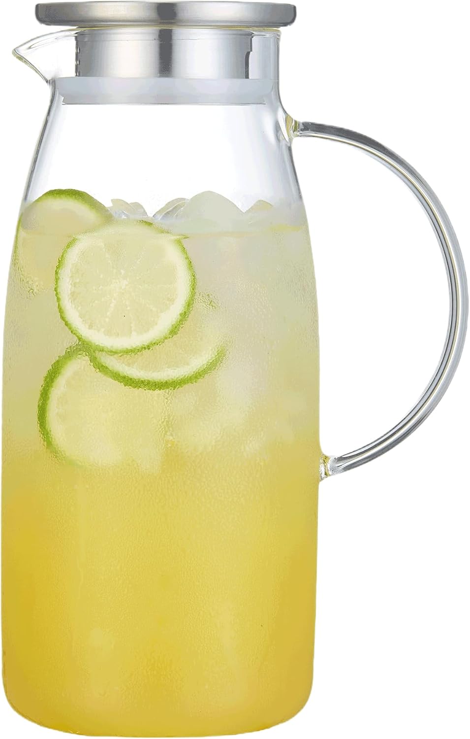 Purefold 100 Ounces Large Glass Pitcher with Lid, Hot/Cold Water Glass Jug