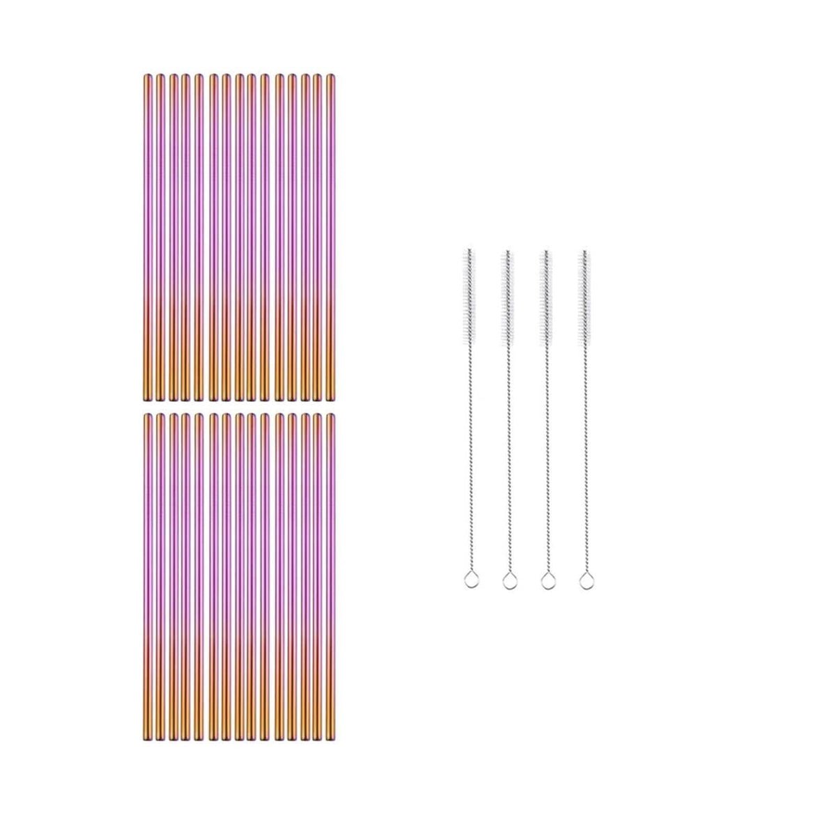Reusable Metal Straws 304 Stainless Steel 30 Pack with Cleaning Brush(1Pcs Silver Bent)
