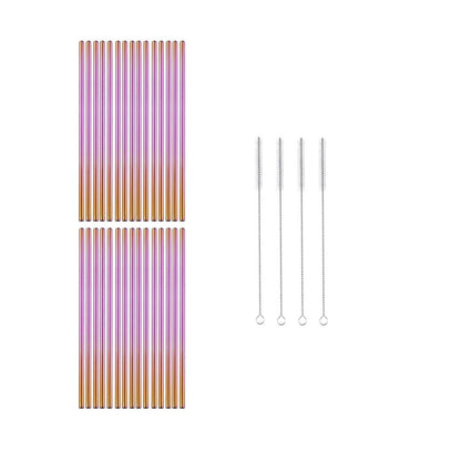 Reusable Metal Straws 304 Stainless Steel 30 Pack with Cleaning Brush(1Pcs Silver Bent)