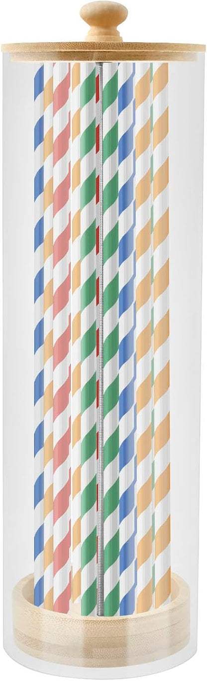 Acrylic Straw Holder for 8.3 inch Standard Straws, Clear Drinking Straw Organizer, Tumbler Straw Container, Straw Storage Container Dispenser for Organizing Pen Cutlery Makeup Brush