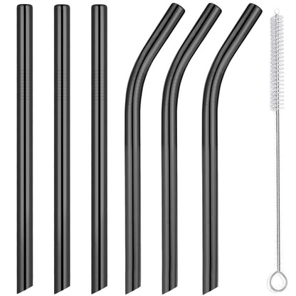 Vinaco 6 Pcs 0.5" Wide Bore Reusable Stainless Steel Metal Smoothie Straws