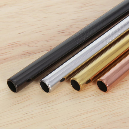 19Pcs Stainless Steel Drinking Straws Set Curved Straight with Brush