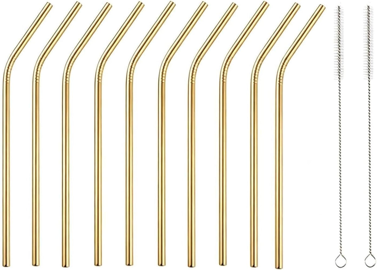 Reusable Metal Straws 304 Stainless Steel 30 Pack with Cleaning Brush(1Pcs Silver Bent)