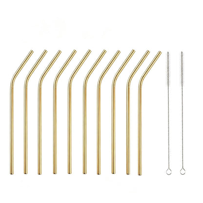 Reusable Metal Straws 304 Stainless Steel 30 Pack with Cleaning Brush(1Pcs Silver Bent)