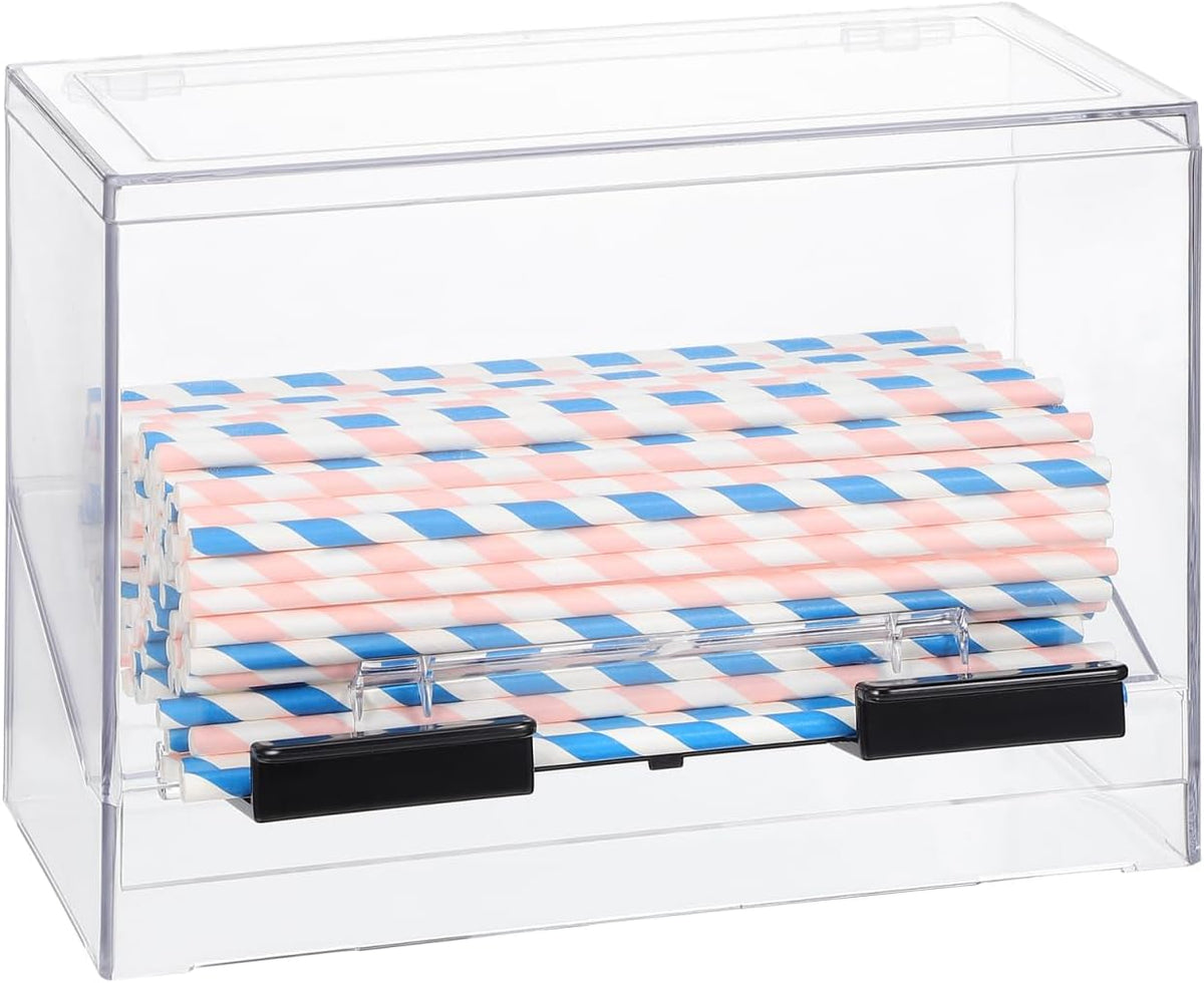 Cabilock Acrylic Straw Dispenser Bulk Drinking Straw Box Storage Case for Unpacked Straws Counter Organizer for Home Restaurant Office 9.05 X 6.69 X 4.33 in