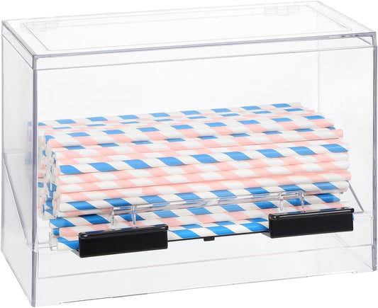 Cabilock Acrylic Straw Dispenser Bulk Drinking Straw Box Storage Case for Unpacked Straws Counter Organizer for Home Restaurant Office 9.05 X 6.69 X 4.33 in