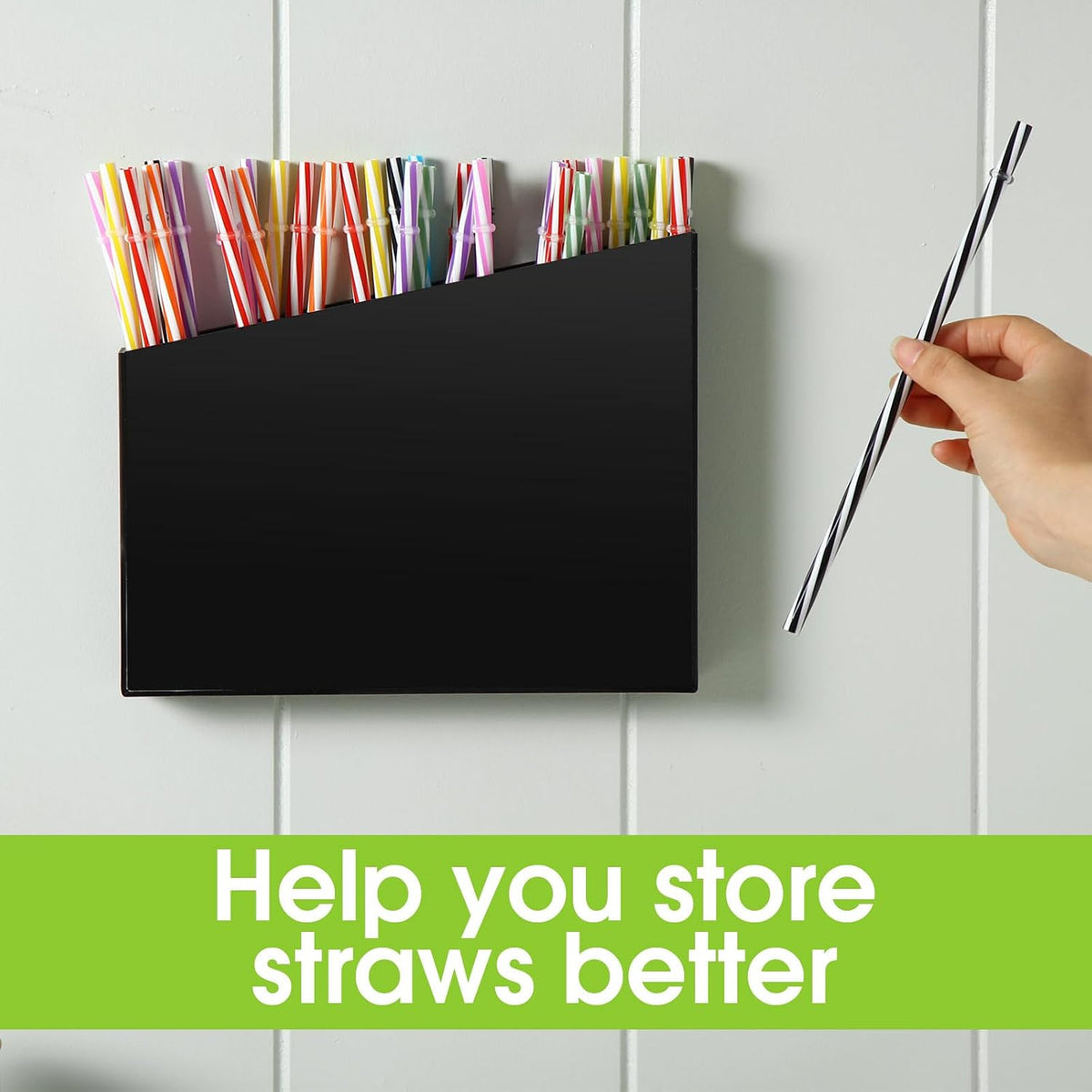 Honeydak Black Acrylic Straw Holder for Cabinet Door
