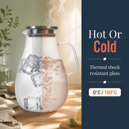 1 Gallon Glass Pitcher with Lid, Borosilicate with Extra Wide Mouth