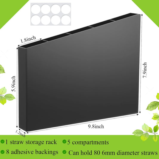 Honeydak Black Acrylic Straw Holder for Cabinet Door