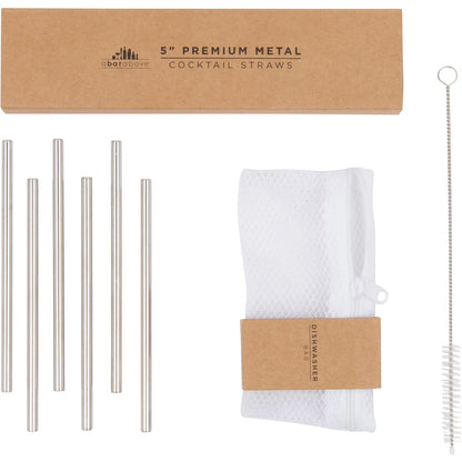 A Bar Above Stainless Steel Straws for Cocktails, 8 Inch Long, 6 Pack