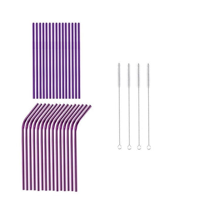 Reusable Metal Straws 304 Stainless Steel 30 Pack with Cleaning Brush(1Pcs Silver Bent)