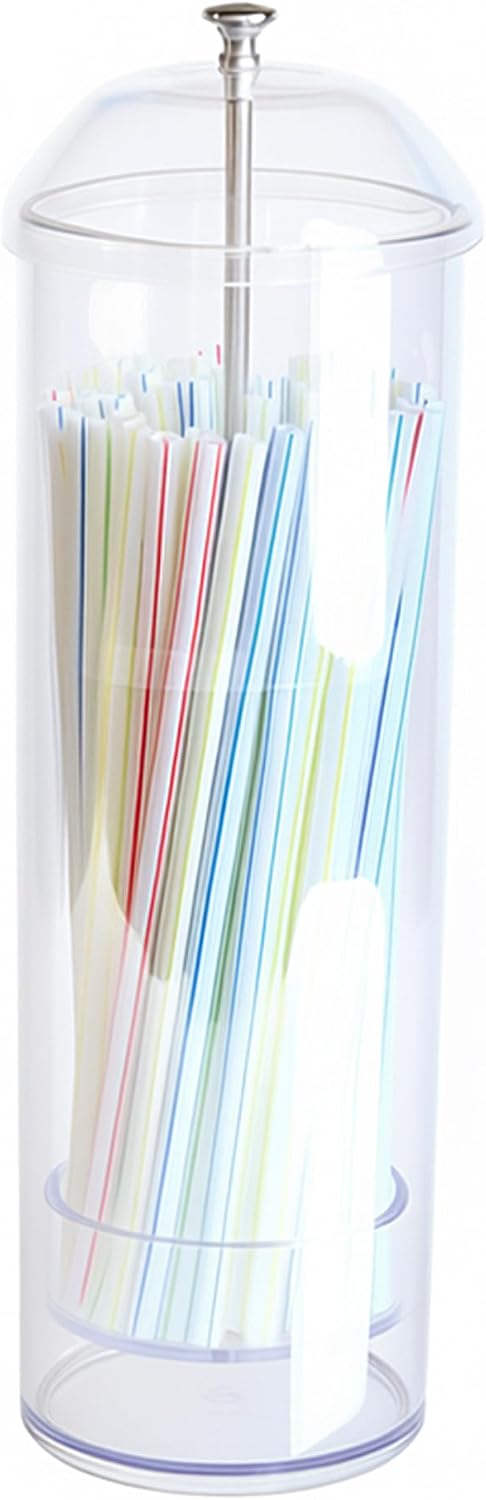 Youngever Straw Dispenser, Plastic Drinking Straw Container with Lid (Long Straw)