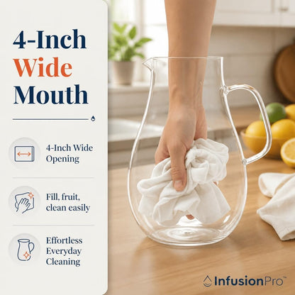 1 Gallon Glass Pitcher with Lid, Borosilicate with Extra Wide Mouth
