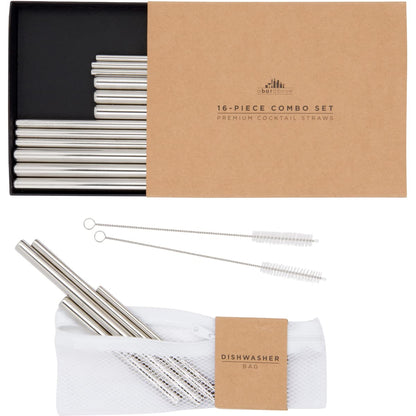 A Bar Above Stainless Steel Straws for Cocktails, 8 Inch Long, 6 Pack