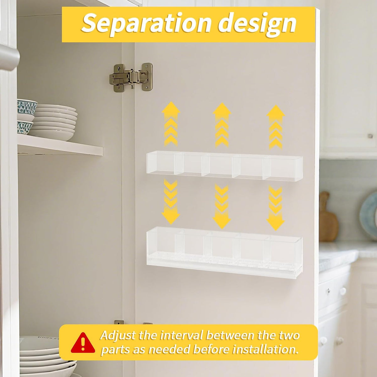Acrylic Straw Holder for Cabinet Door Separable Transparent Straw Organizer Storage Dispenser for Counter Kitchen Accessories Strong Sticky Gel Included