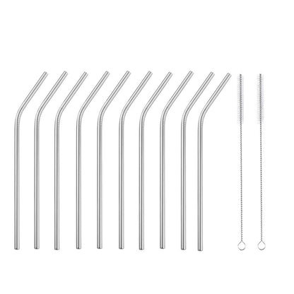 Reusable Metal Straws 304 Stainless Steel 30 Pack with Cleaning Brush(1Pcs Silver Bent)