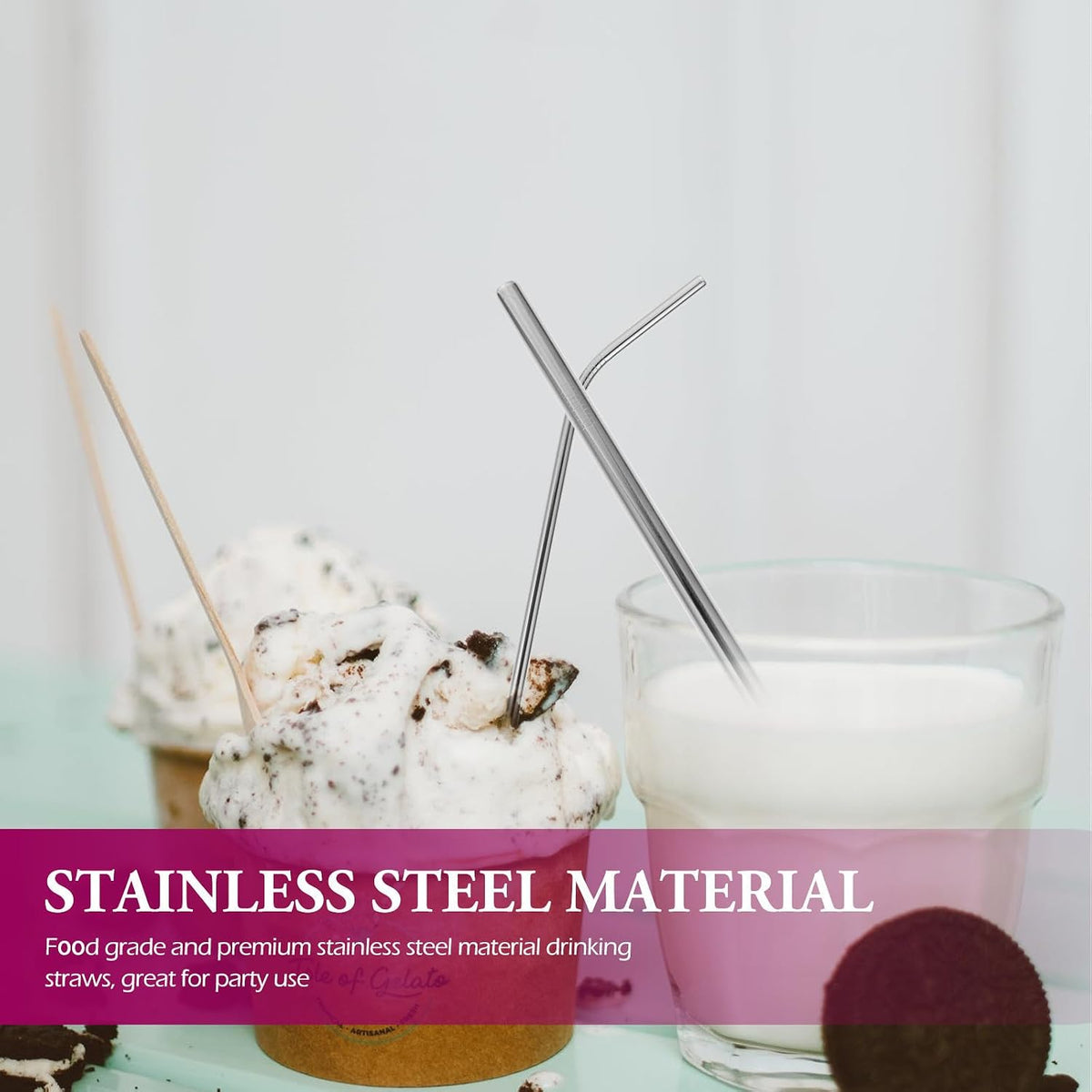 Stainless Steel Reusable Straws with Cleaning Brush and Storage Bag