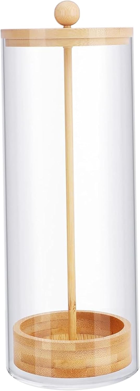 Straw Dispenser, Straw Dispenser With Bamboo Lid, Clear Acrylic Holder, Versatile Storage Container For Straws, Utensils, Makeup Brushes (25x8cm)..