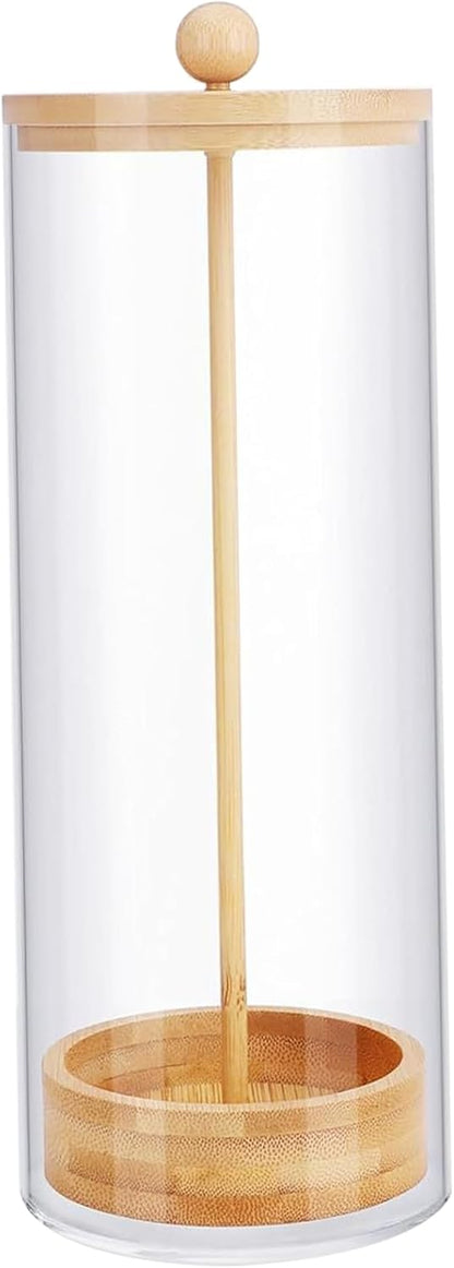 Straw Dispenser, Straw Dispenser With Bamboo Lid, Clear Acrylic Holder, Versatile Storage Container For Straws, Utensils, Makeup Brushes (25x8cm)..