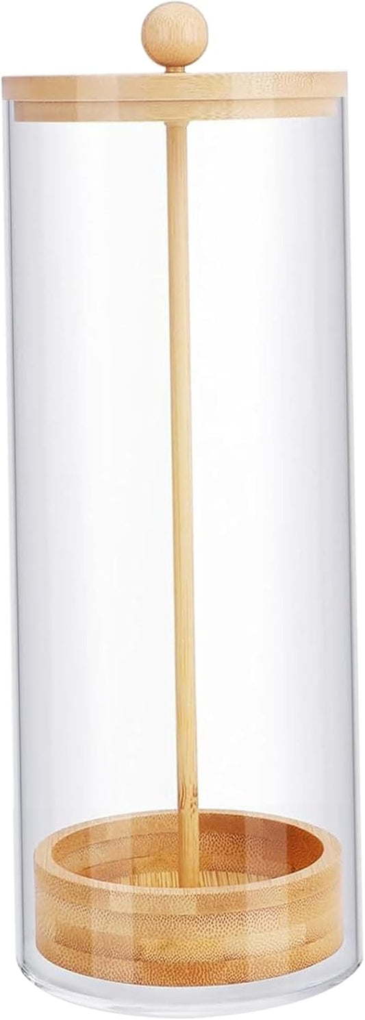 Straw Dispenser, Straw Dispenser With Bamboo Lid, Clear Acrylic Holder, Versatile Storage Container For Straws, Utensils, Makeup Brushes (25x8cm)..
