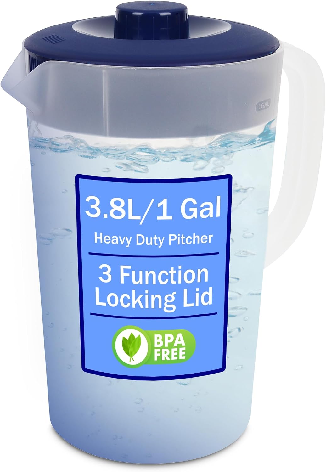 Water Pitcher with Lid 1 Gallon Pitcher BPA Free & Phthalate Free - Navy