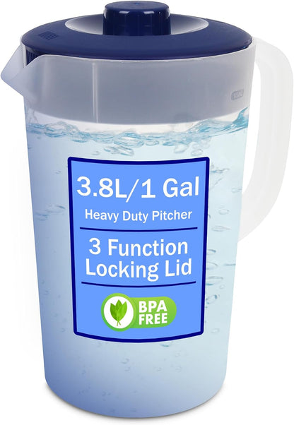 Water Pitcher with Lid 1 Gallon Pitcher BPA Free & Phthalate Free - Navy