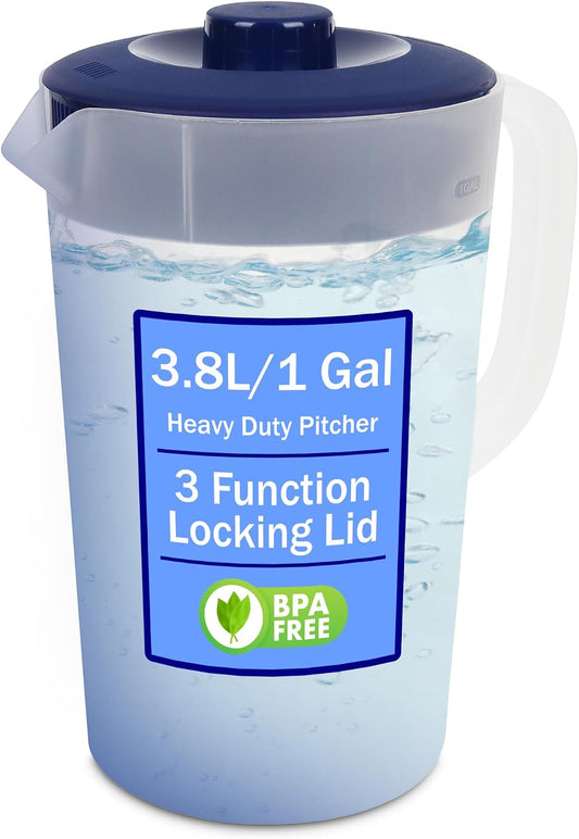 Water Pitcher with Lid 1 Gallon Pitcher BPA Free & Phthalate Free - Navy