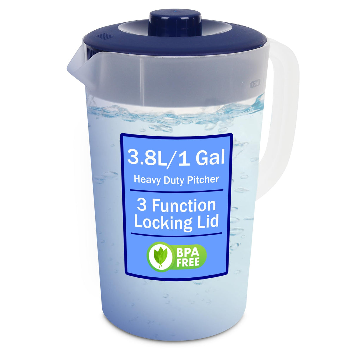 Water Pitcher with Lid 1 Gallon Pitcher BPA Free & Phthalate Free - Navy