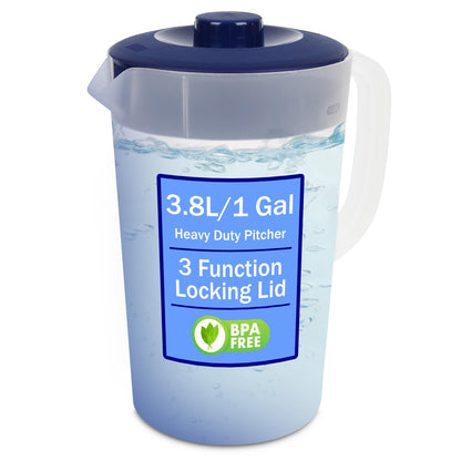 Water Pitcher with Lid 1 Gallon Pitcher BPA Free & Phthalate Free - Navy