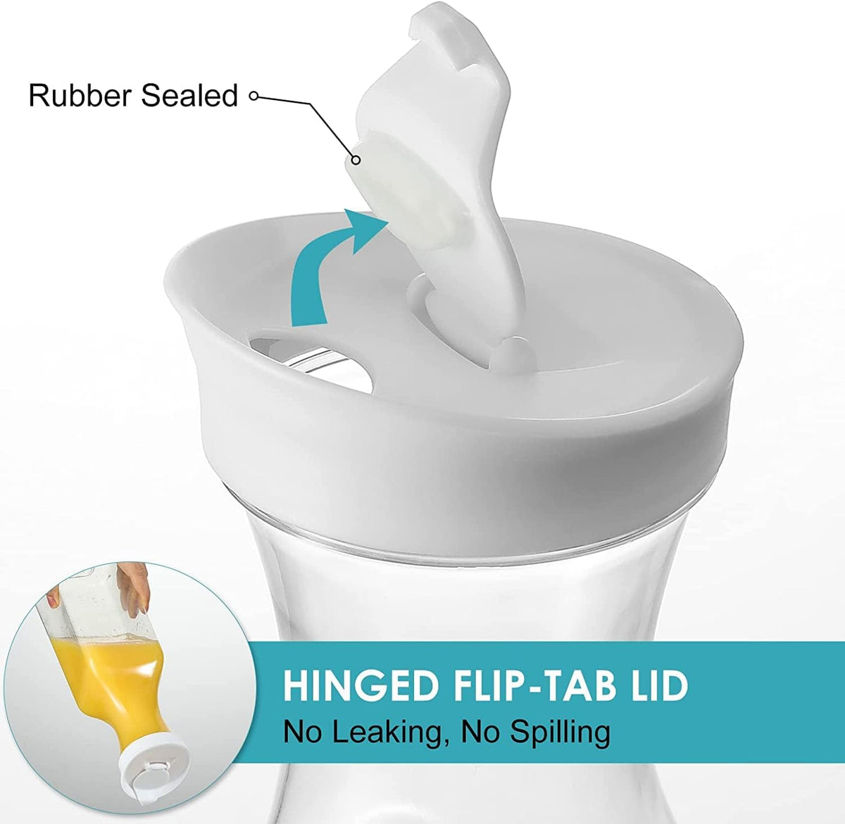 Plastic 8 PACK Large 50 Oz Water Carafe with Flip Top Lid, Square Base Juice Containers, Clear Plastic Pitcher - for Water, Iced Tea, Juice, Beverage, Milk, Cold Brew and Mimosa Bar - HAND WASH ONLY