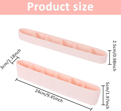 Strong Adhesive Backing Straw Storage Box, Split Type Silicone Straws Dispenser Adjustable Height Straw Holder for Cabinet (Pink)