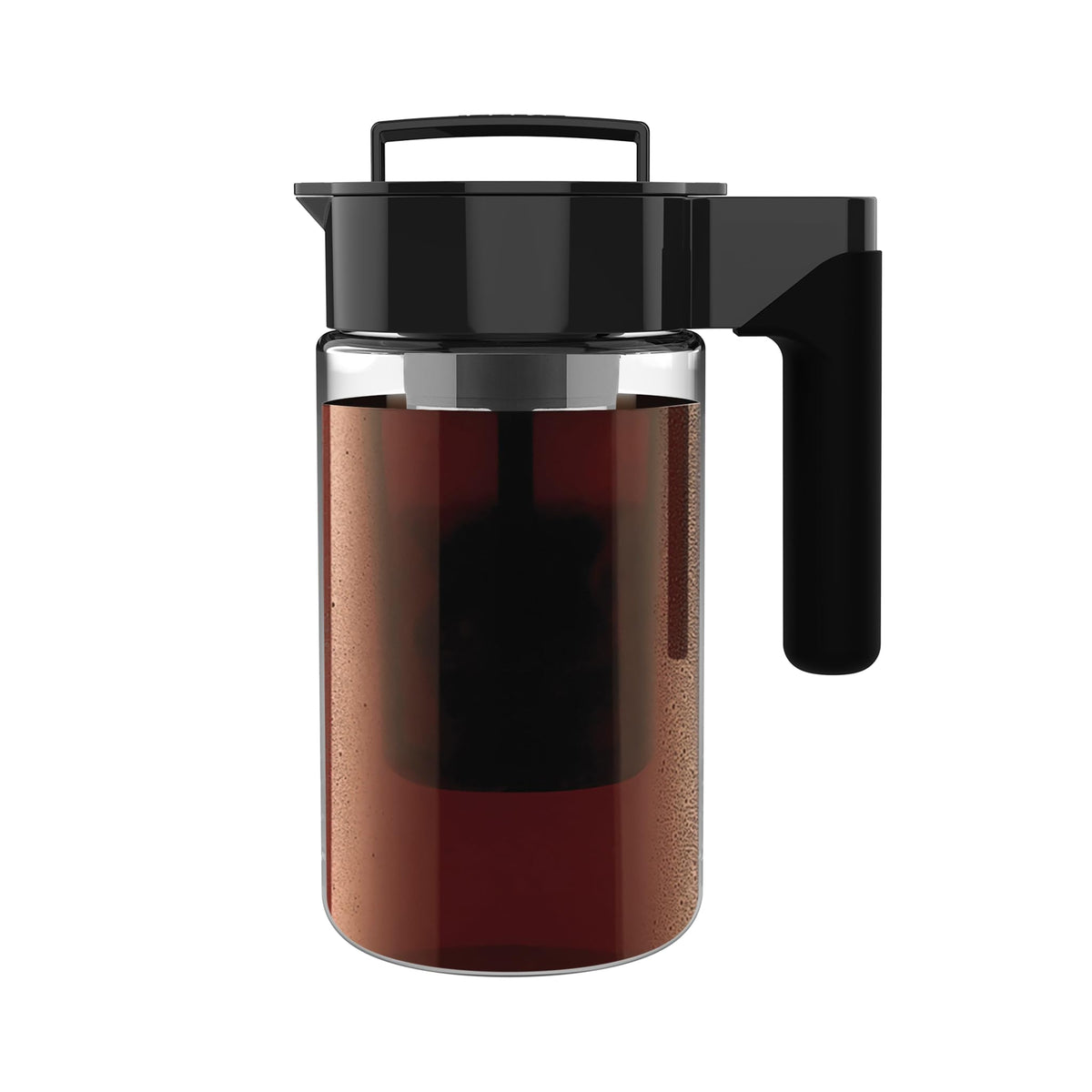 Takeya Deluxe Cold Brew Coffee Maker - BPA-Free Tritan Pitcher with Airtight Leakproof Lid, Silicone Grip Handle, Fine-Mesh Filter - Shatter-Proof, Dishwasher Safe, Made in USA - 2 Quart/Black